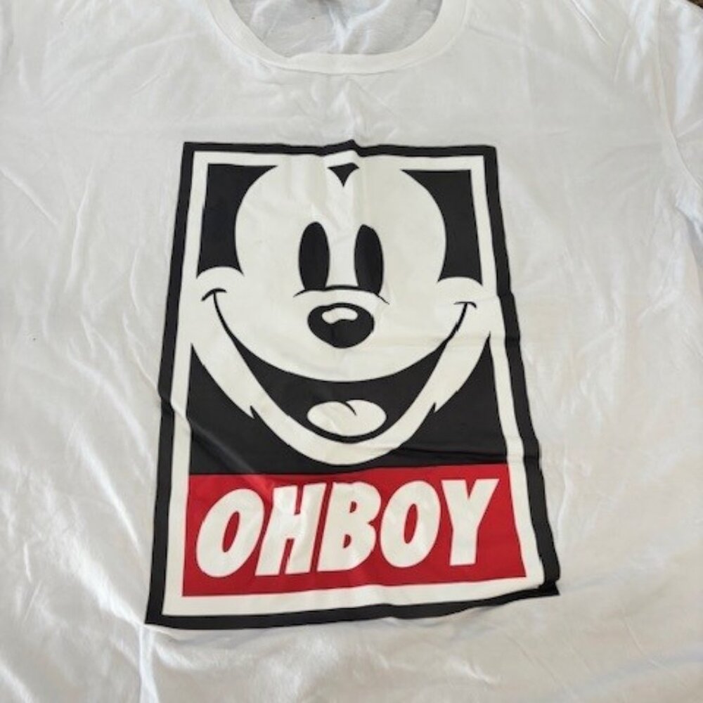 Men's Mickey Mouse "Oh Boy" XL White T-Shirt